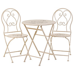 Pegane Ensemble 2 chaises et table en fer forgé coloris blanc