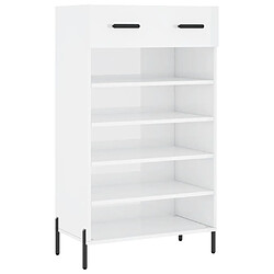 Maison Chic Armoire à chaussure,Meuble à Chaussures Blanc brillant 60x35x105 cm Bois ingénierie -MN87402