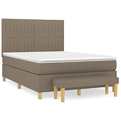 vidaXL Sommier à lattes de lit avec matelas Taupe 140x190 cm Tissu