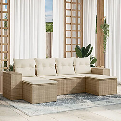 vidaXL Salon de jardin avec coussins 6 pcs beige résine tressée 