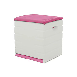 PLASTIKEN Coffre cadenassable avec roulettes - 190 L - Fonctionnel et esthétique - Beige et Fushia