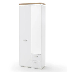 Armoire de rangement en bois coloris blanc avec LED - L.75 x H.201 x P.38 cm -PEGANE- 