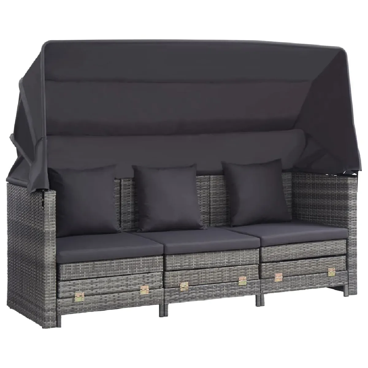 Acheter Maison Chic Canapé-lit convertible, Clic-Clac extensible 3 places avec toit Résine tressée Gris -GKD48958