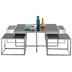 Acheter Vivenla Table basse design plateau en verre avec piètement en acier inoxydable argenté collection ALBA L. 100 x P. 100 x H. 45 cm