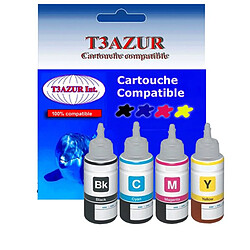 Set de 4 bouteilles encre compatibles pour Epson EcoTank ET L382, L383, L385 - T3AZUR Set de 4 bouteilles encre compatibles pour Epson EcoTank ET L382, L383, L385 (100ml) - T3AZUR