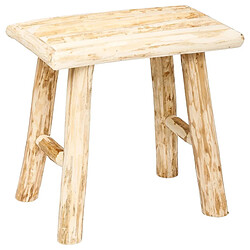 Tabouret en peuplier coloris naturel - Dim : L.34 x l.24 x H.32 cm -PEGANE