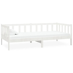 Avis vidaXL Lit de repos avec matelas 90x200 cm Blanc Bois de pin massif