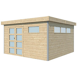 Gardenas Chalet en bois profil aluminium contemporain 14.82 m² Avec gouttière.