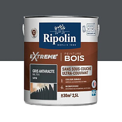 RIPOLIN Peinture pour pour Bois Interieur + Exterieur - Gris Anthracite Ral 7016 Satin, 2,5L RIPOLIN Peinture pour pour Bois Intérieur & Extérieur - Gris Anthracite Ral 7016 Satin, 2,5L