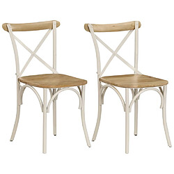 vidaXL Chaises à dossier croisé lot de 2 blanc bois de manguier solide