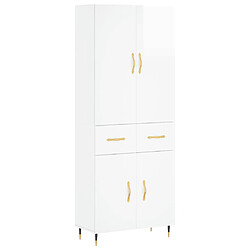 vidaXL Buffet haut Blanc brillant 69,5x34x180 cm Bois d'ingénierie