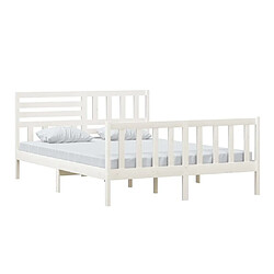 Avis Maison Chic Lit adulte 150x200cm - Cadre de lit,Structure du lit Contemporain pour chambre Blanc Bois massif Très grand -MN78713