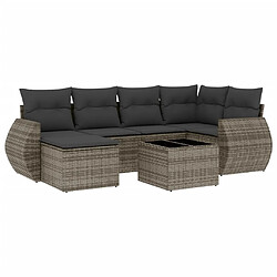 vidaXL Salon de jardin avec coussins 7 pcs gris résine tressée