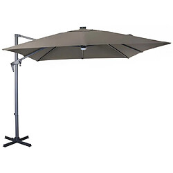 ALIZÉ Parasol déporté en aluminium 2.7 m avec leds gris et taupe.