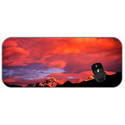 Universal (750x300x3) xxl jeu grand pad de souris nuage nuage nature ciel montagne coucher les bords cousus roses