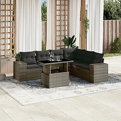 vidaXL Salon de jardin avec coussins 7 pcs gris résine tressée 