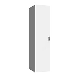 Pegane Armoire de rangement en bois mélamine coloris blanc - longueur 30 x hauteur 185 x profondeur 54 cm 