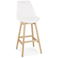 Alterego Tabouret de bar 'SANDRA' en tissu bouloché blanc style scandinave SANDRA