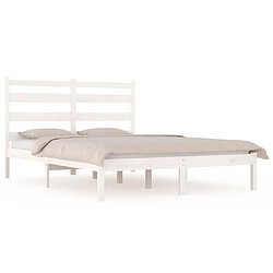 Maison Chic Lit Moderne Chambre - Cadre/structure de lit pour adulte Blanc Bois de pin massif 140x200 cm -MN56948