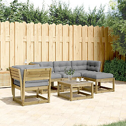 vidaXL Salon de jardin 5 pcs avec coussins bois de pin imprégné 