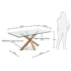 Acheter LF SALON Table de salle à manger Arya table verre/ bois 200 x 100 cm