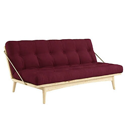 Inside 75 Banquette futon FOLK en pin massif coloris bordeaux couchage 130 x 190 cm. 