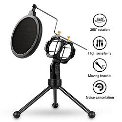 Wewoo PS-3 Mini Microphone Portable Support de Bureau Antichoc Anti-réseau Noir