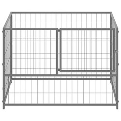 Helloshop26 Chenil extérieur cage enclos parc animaux chien argenté 100 x 100 x 70 cm acier 02_0000233