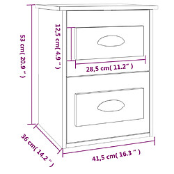 vidaXL Tables de chevet murales 2 pcs sonoma gris 41,5x36x53 cm pas cher