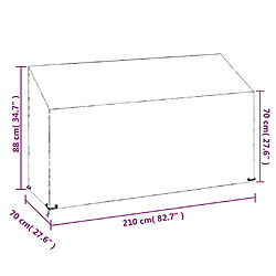 vidaXL Housse de banc de jardin 12 œillets 210x70x70/88cm polyéthylène pas cher