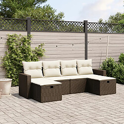 vidaXL Salon de jardin avec coussins 6 pcs marron résine tressée 