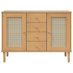 Acheter vidaXL Buffet SENJA aspect rotin marron 112x40x80cm bois massif de pin