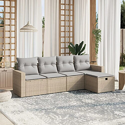 Maison Chic Ensemble à manger d'extérieur 5 pcs avec coussins,Salon de jardin,Mobilier de jardin mélange beige résine tressée -GKD564936