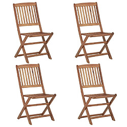 Maison Chic Lot de 4 Chaises pliables de jardin avec coussins - Fauteuil d'extérieur Bois d'acacia -MN52561