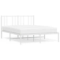 Maison Chic Lit adulte 140x200cm- Cadre de lit métal avec tête de lit pour chambre blanc -MN77497