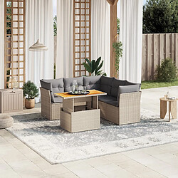 vidaXL Salon de jardin avec coussins 5 pcs beige résine tressée