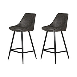 Mes Lot de 2 chaises de bar H67 cm en tissu daim gris foncé - ORMOY 