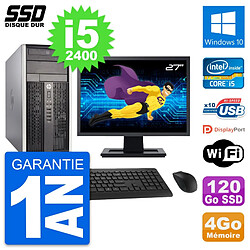 PC Tour HP 6300 CMT Ecran 27" Intel i5-2400 RAM 4Go SSD 120Go Windows 10 Wifi - Occasion