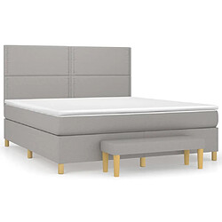 Maison Chic Structures de lit + matelas,Lit à sommier tapissier avec matelas Gris clair 160x200cm Tissu -MN66109