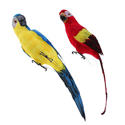 Perroquets Réaliste Décor Figurines 2pcs Perroquets Plume Oiseau Réaliste Ornement Décor Jardin Bleu + Rouge