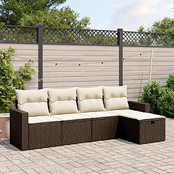 vidaXL Salon de jardin avec coussins 5 pcs marron résine tressée