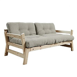 Inside 75 Banquette convertible futon STEP pin massif tissu lin couchage 70*200 cm.