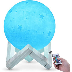 Universal Lumière de lune 3D 20 cm 16 couleurs, écran tactile rechargeable USB Lune lumineuse RGB motif étoile Chambre à coucher Salon Café Anniversaire Cadeau de Noël, (blanc) 