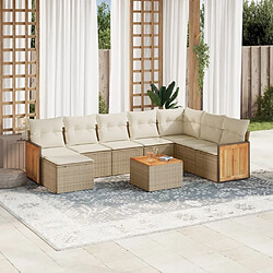 Maison Chic Salon de jardin avec coussins 9 pcs | Ensemble de Table et chaises | Mobilier d'Extérieur beige résine tressée -GKD78101