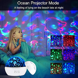 Avis Universal Projecteur Sky Dance, lumière de nuit à LED, lumière nocturne pour bébés, projecteur à vagues, projecteur à étoiles, rotation à 360 °, décoration/enfant/adulte/chambre en 8 couleurs, (rotation, avec)