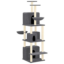 Arbre à chat avec griffoirs,niche pour chat en sisal Gris foncé 180 cm -MN30179