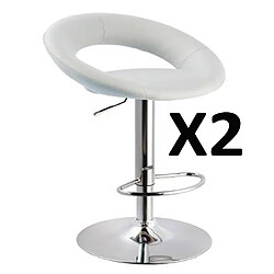 Pegane Lot de 2 Tabourets de Bar Blanc, L52x 48 x H82 cm 