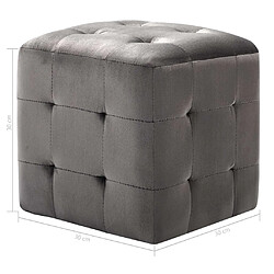 vidaXL 2 pcs Tables de chevet Gris 30x30x30 cm Tissu velours pas cher