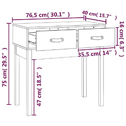 vidaXL Table console Gris 76,5x40x75 cm Bois massif de pin pas cher