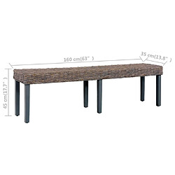 vidaXL Banc 160 cm Gris Rotin naturel kubu et bois de manguier massif pas cher